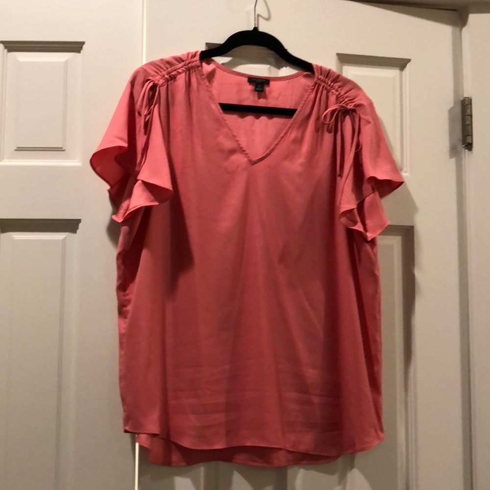 Pink flutter sleeve blouse